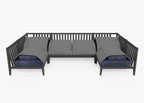 Canapé d'extérieur sectionnel en U en aluminium anthracite - 6 places