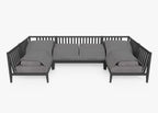 Canapé d'extérieur sectionnel en U en aluminium anthracite - 6 places