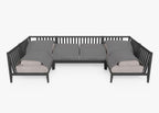 Canapé d'extérieur sectionnel en U en aluminium anthracite - 6 places