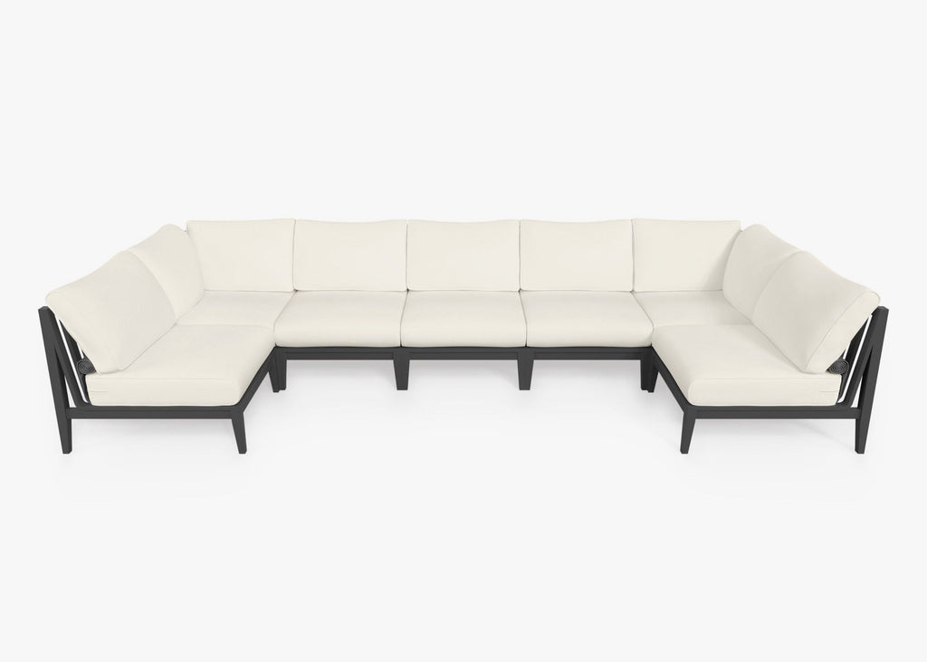 Canapé d'extérieur sectionnel en U en aluminium anthracite - 7 places