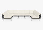 Canapé d'extérieur sectionnel en U en aluminium anthracite - 7 places