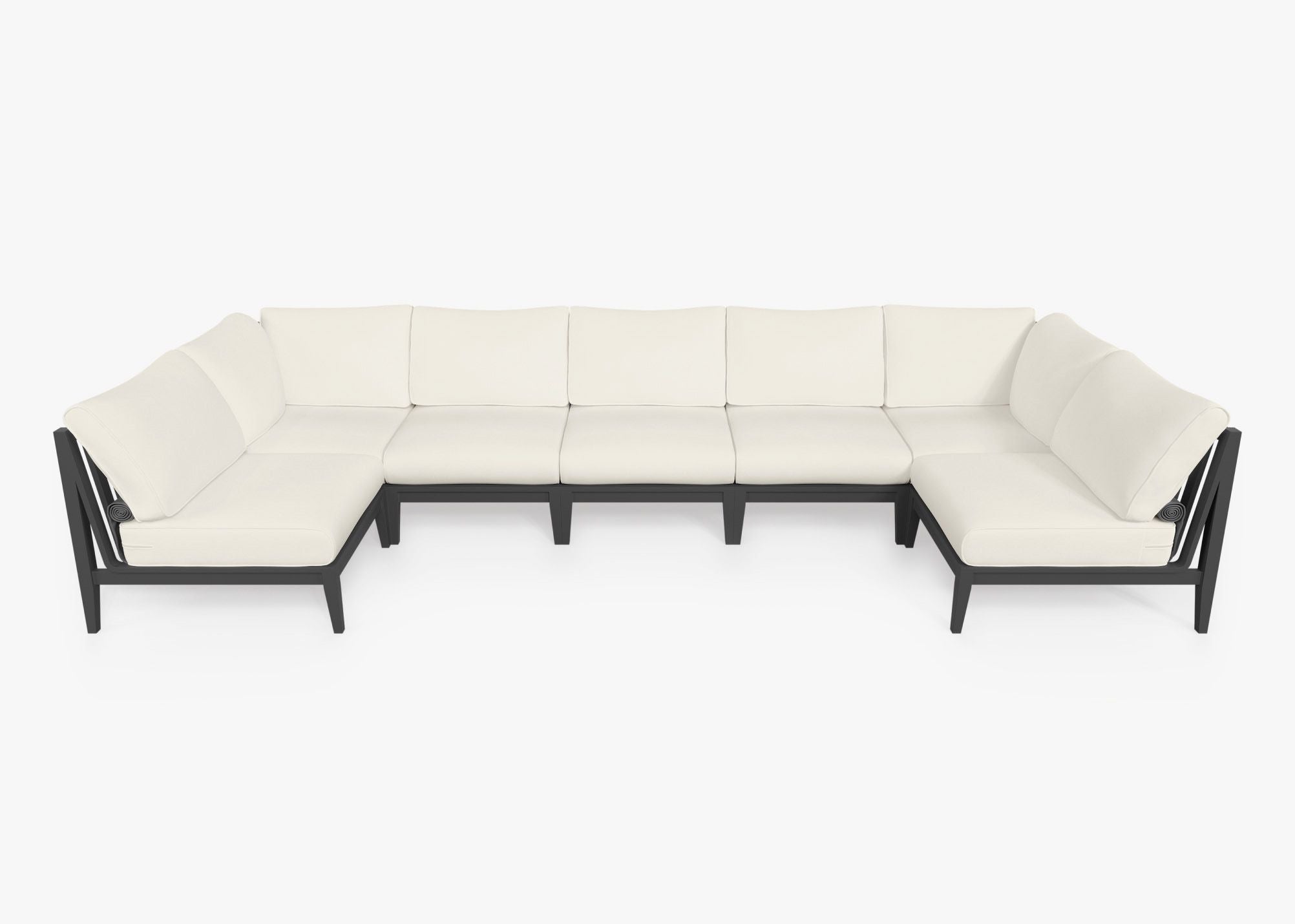 Canapé d'extérieur sectionnel en U en aluminium anthracite - 7 places