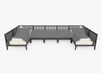 Canapé d'extérieur sectionnel en U en aluminium anthracite - 7 places