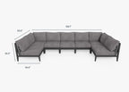 Canapé d'extérieur sectionnel en U en aluminium anthracite - 7 places