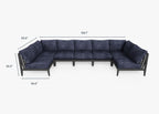 Canapé d'extérieur sectionnel en U en aluminium anthracite - 7 places