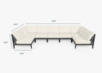 Canapé d'extérieur sectionnel en U en aluminium anthracite - 7 places