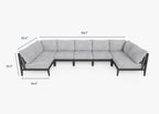 Canapé d'extérieur sectionnel en U en aluminium anthracite - 7 places