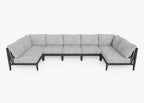 Canapé d'extérieur sectionnel en U en aluminium anthracite - 7 places