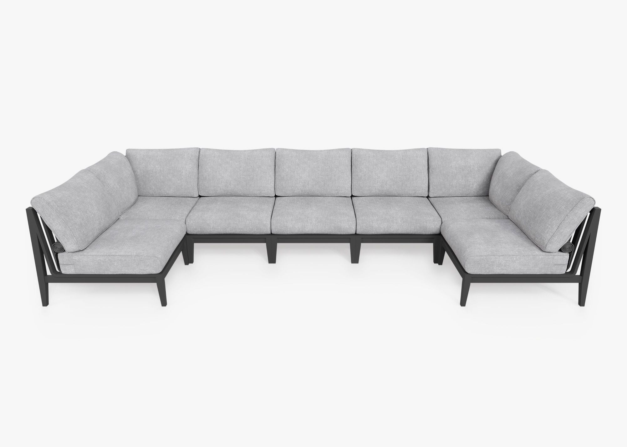 Canapé d'extérieur sectionnel en U en aluminium anthracite - 7 places
