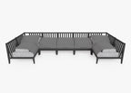 Canapé d'extérieur sectionnel en U en aluminium anthracite - 7 places