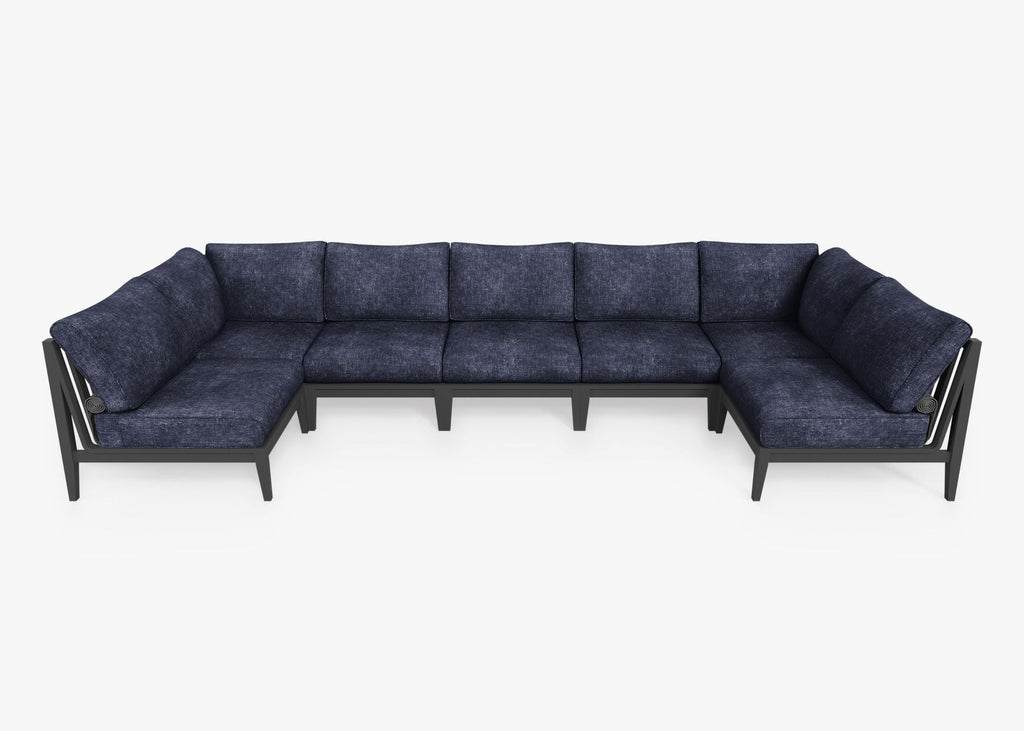 Canapé d'extérieur sectionnel en U en aluminium anthracite - 7 places