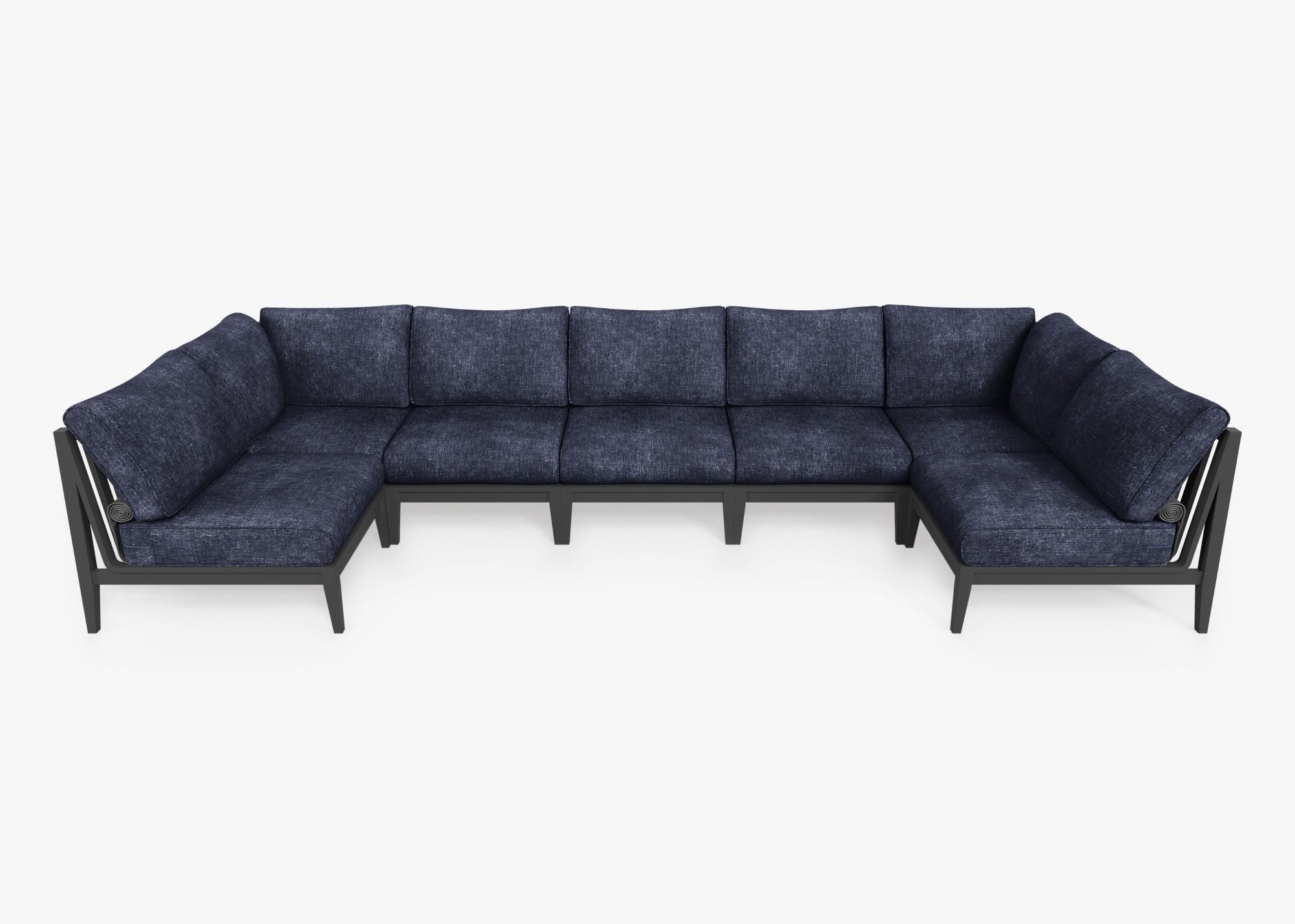 Canapé d'extérieur sectionnel en U en aluminium anthracite - 7 places