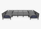 Canapé d'extérieur sectionnel en U en aluminium anthracite - 7 places