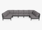 Canapé d'extérieur sectionnel en U en aluminium anthracite - 7 places