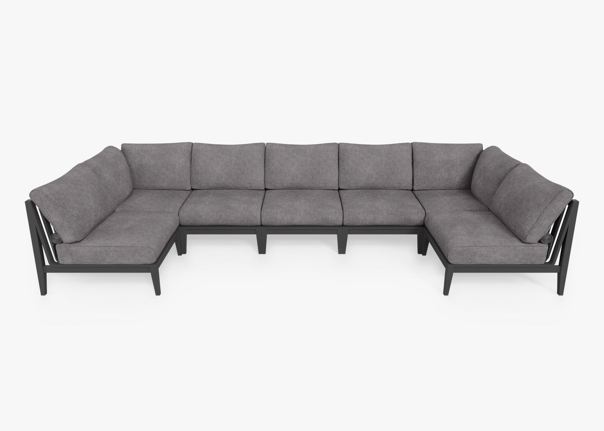Canapé d'extérieur sectionnel en U en aluminium anthracite - 7 places