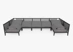 Canapé d'extérieur sectionnel en U en aluminium anthracite - 7 places