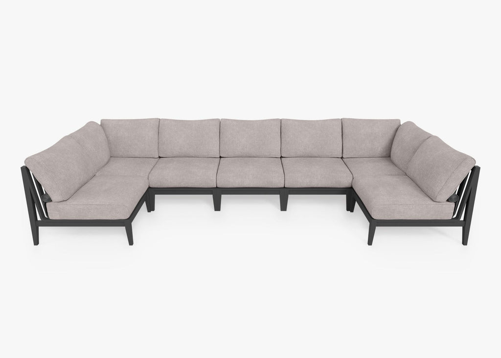 Canapé d'extérieur sectionnel en U en aluminium anthracite - 7 places