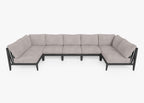 Canapé d'extérieur sectionnel en U en aluminium anthracite - 7 places