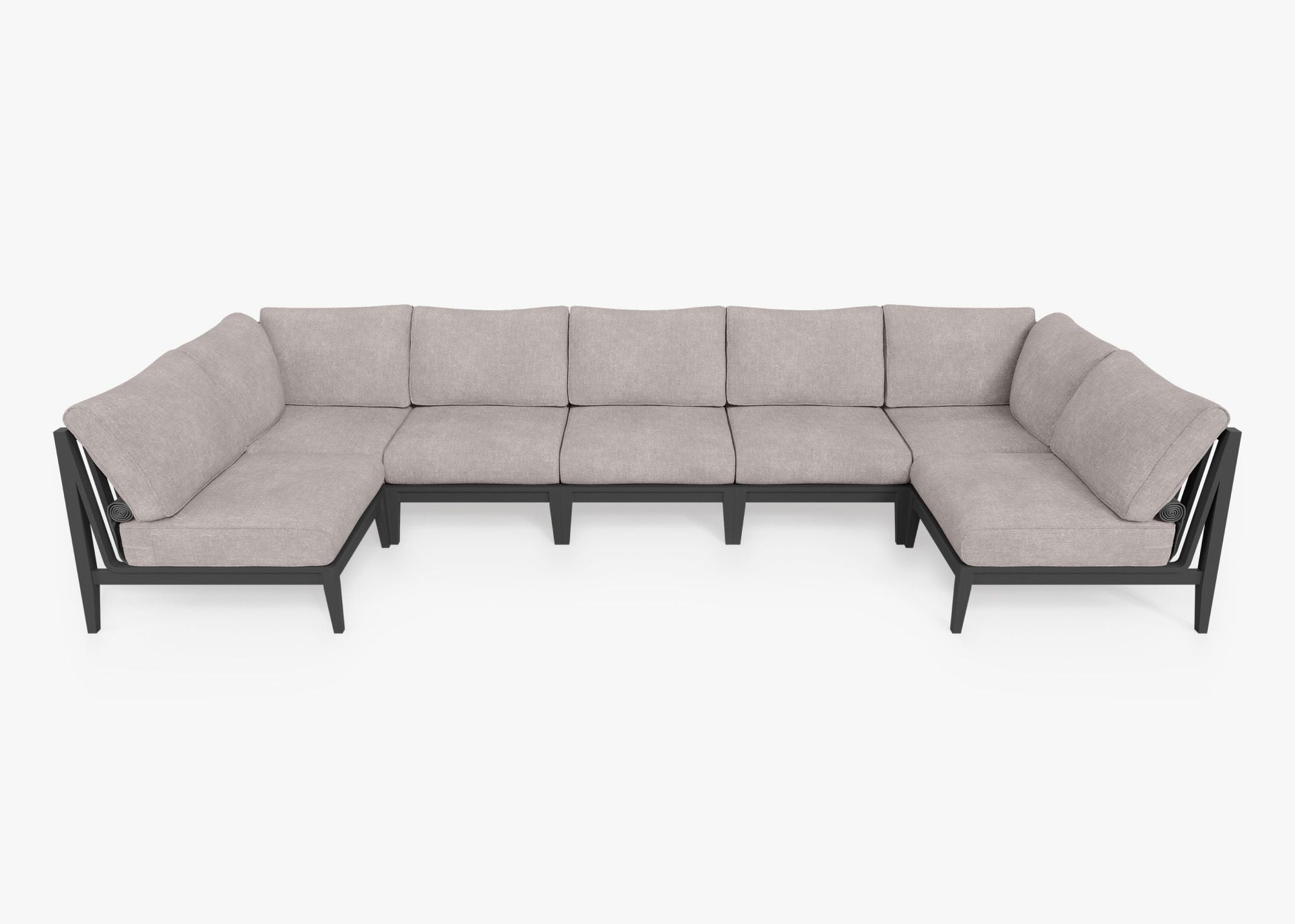 Canapé d'extérieur sectionnel en U en aluminium anthracite - 7 places