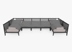 Canapé d'extérieur sectionnel en U en aluminium anthracite - 7 places