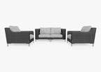 Causeuse d'extérieur en osier noir avec fauteuils - 4 places