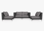Causeuse d'extérieur en osier noir avec chaises sans accoudoirs - 4 places