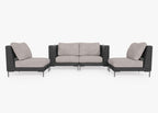 Causeuse d'extérieur en osier noir avec chaises sans accoudoirs - 4 places