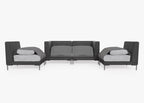 Causeuse d'extérieur en osier noir avec chaises sans accoudoirs - 4 places