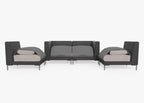Causeuse d'extérieur en osier noir avec chaises sans accoudoirs - 4 places