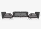 Causeuse d'extérieur en osier noir avec chaises sans accoudoirs - 4 places