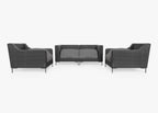 Causeuse d'extérieur en osier noir avec fauteuils - 4 places