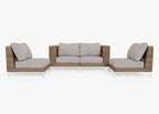Causeuse d'extérieur en osier marron avec chaises sans accoudoirs - 4 places