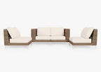 Causeuse d'extérieur en osier marron avec chaises sans accoudoirs - 4 places