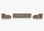 Canapé d'extérieur en osier marron avec accoudoirs - 5 places
