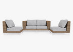 Causeuse d'extérieur en osier marron avec chaises sans accoudoirs - 4 places