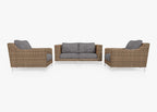 Causeuse d'extérieur en osier marron avec fauteuils - 4 places