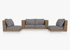 Causeuse d'extérieur en osier marron avec chaises sans accoudoirs - 4 places
