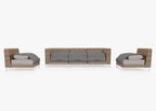 Canapé d'extérieur en osier marron avec accoudoirs - 5 places
