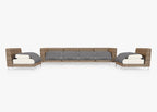 Canapé d'extérieur en osier marron avec accoudoirs - 6 places