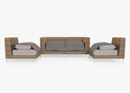 Causeuse d'extérieur en osier marron avec chaises sans accoudoirs - 4 places