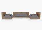 Causeuse d'extérieur en osier marron avec chaises sans accoudoirs - 4 places