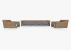 Canapé d'extérieur en osier marron avec fauteuils - 6 places