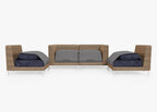 Causeuse d'extérieur en osier marron avec chaises sans accoudoirs - 4 places