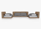 Causeuse d'extérieur en osier marron avec chaises sans accoudoirs - 4 places