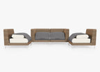 Causeuse d'extérieur en osier marron avec chaises sans accoudoirs - 4 places