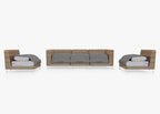 Canapé d'extérieur en osier marron avec accoudoirs - 5 places