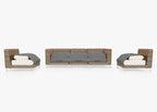 Canapé d'extérieur en osier marron avec accoudoirs - 5 places