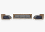 Canapé d'extérieur en osier marron avec accoudoirs - 5 places