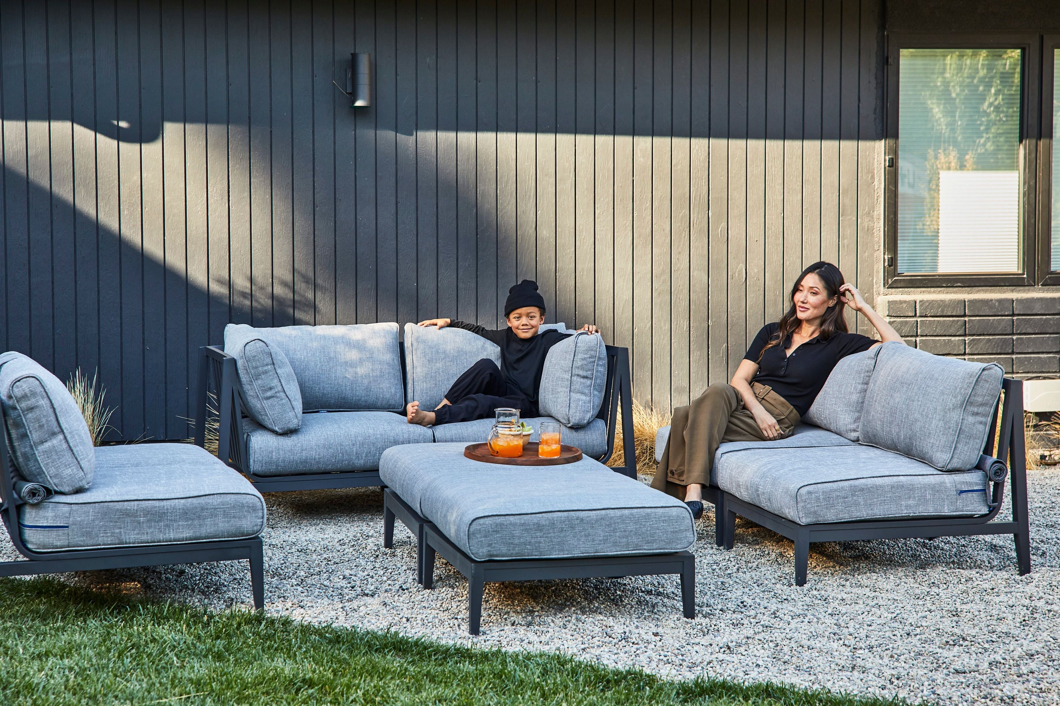 Chaise d'angle d'extérieur en aluminium anthracite - Droite