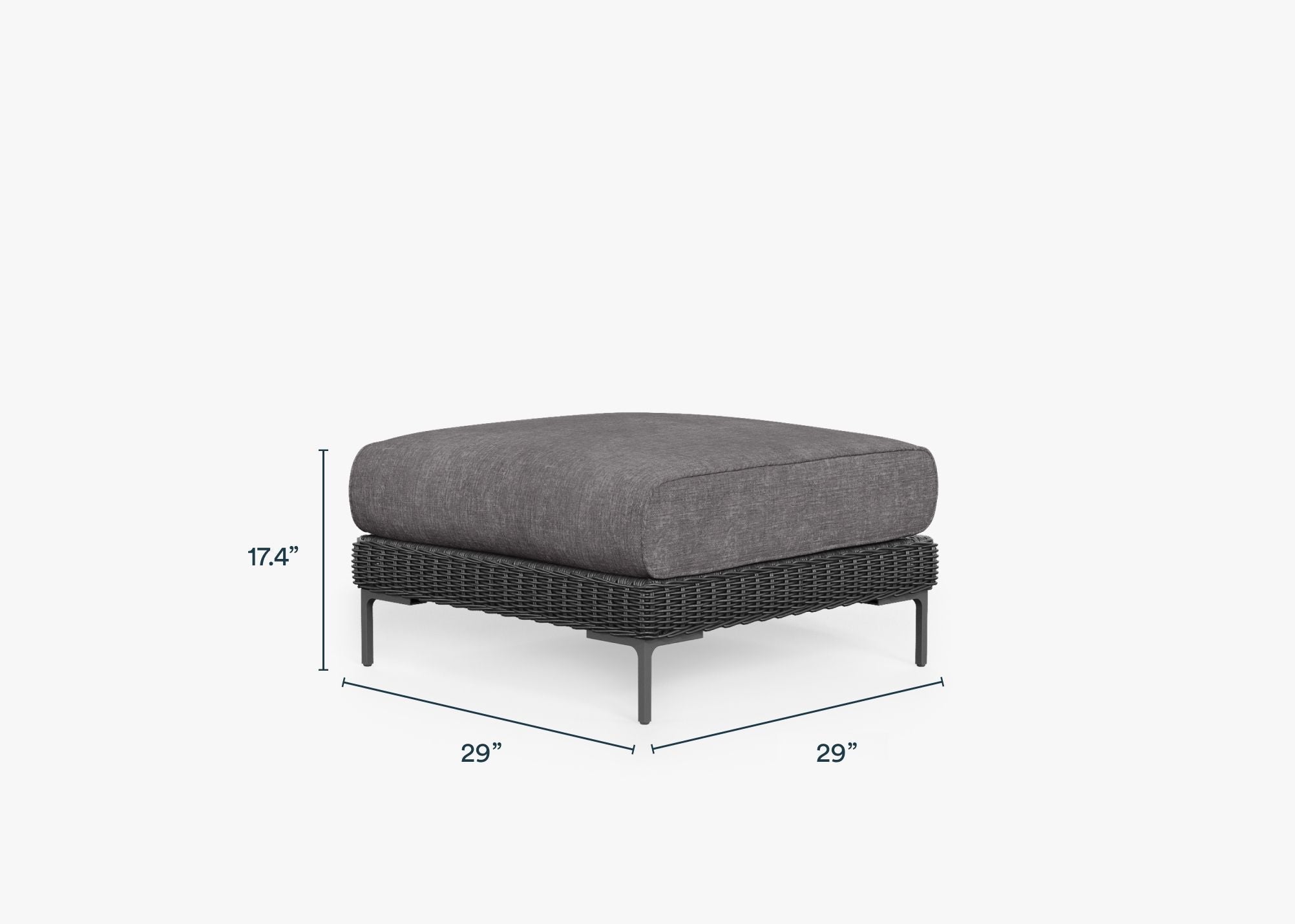 Pouf d'extérieur en osier noir